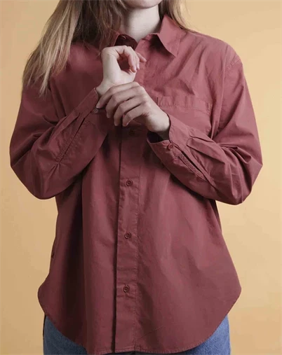 Elsk - Poplin Skjorte - Mahogany Red